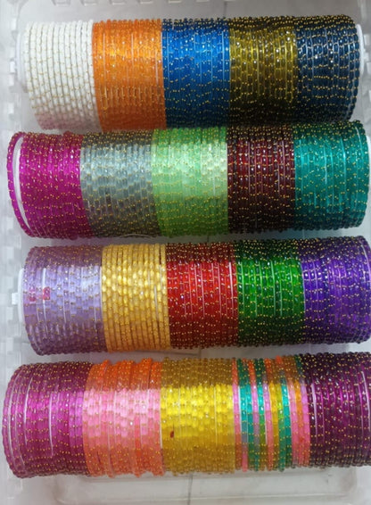 96 Raindrop Glass Bangles Set – Size 2.2 2.4 2.6 | Indian Bridal Chura | Bollywood Wedding Bangle Set | Traditional Glass Bangles