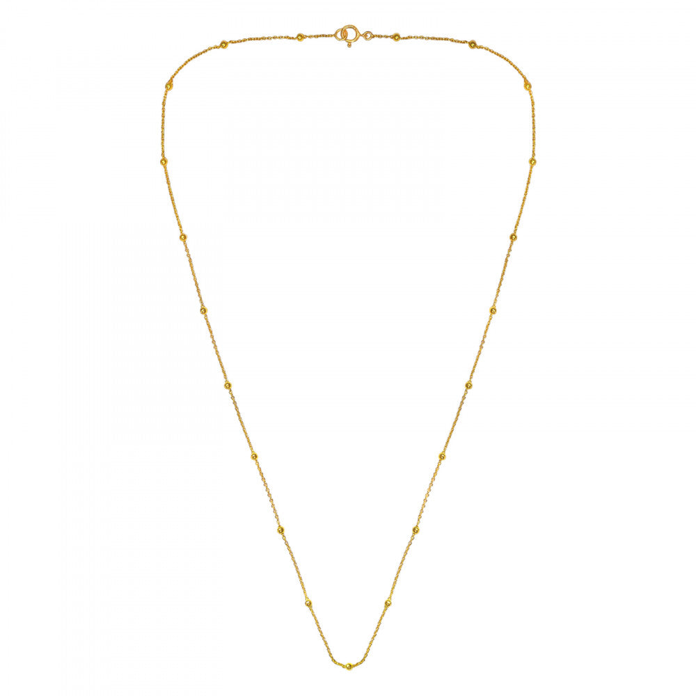 925 Sterling Silver (45cm) Gold‑Plated Beaded Chain Necklace