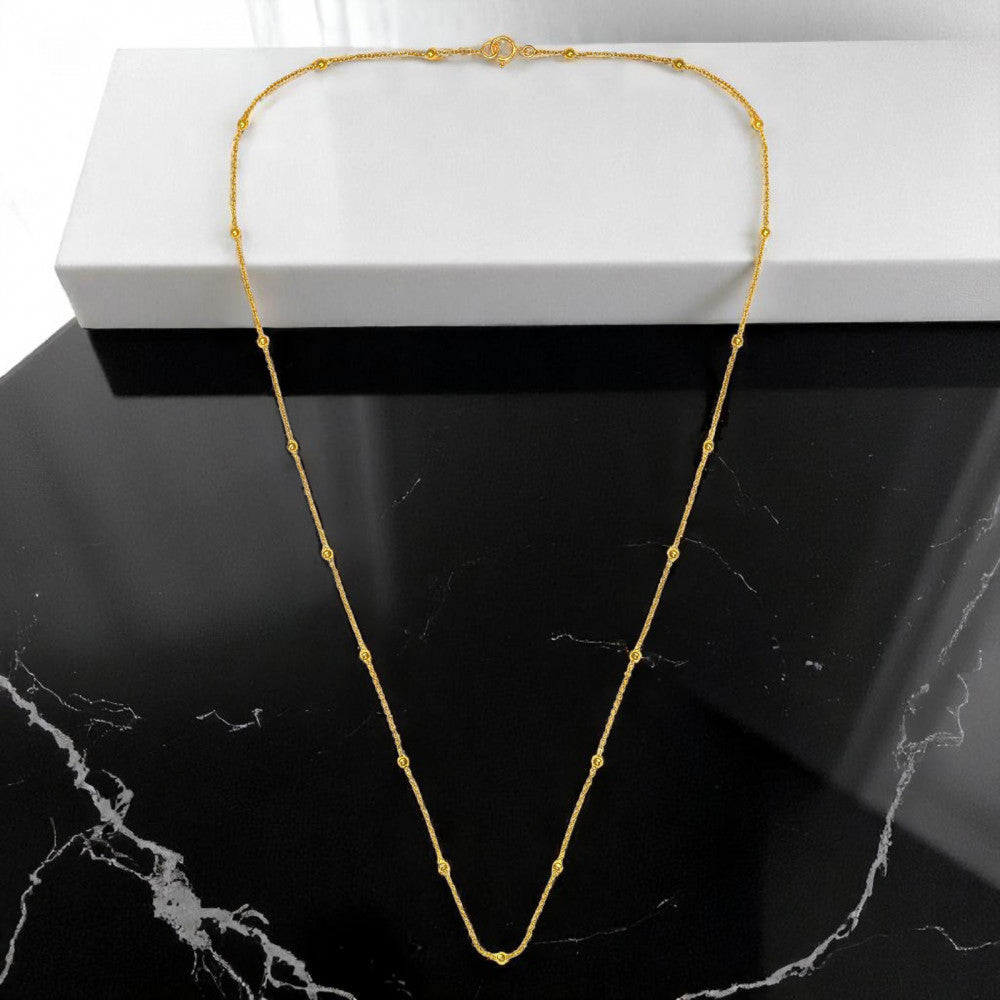 925 Sterling Silver (45cm) Gold‑Plated Beaded Chain Necklace