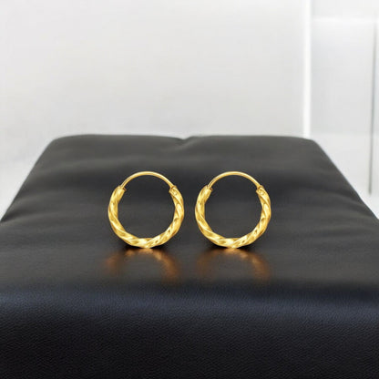 925 Sterling Silver Gold‑Plated Twisted Hoop Earrings – 16mm