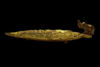 Leaf Agarbathi Stand – Zinc Metal with Gold Polish | Ganesh & Elephant Figurine Mix