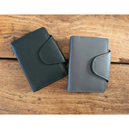 Leather Credit Card Holder with 12 Slots – Slim RFID Card Case, Compact Wallet
