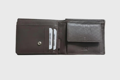 Men's Brown Leather Bifold Wallet for Men – RFID, Card Slots, Coin Pocket