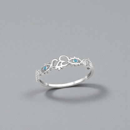 Om & Hamsa Evil Eye Ring – 925 Sterling Silver