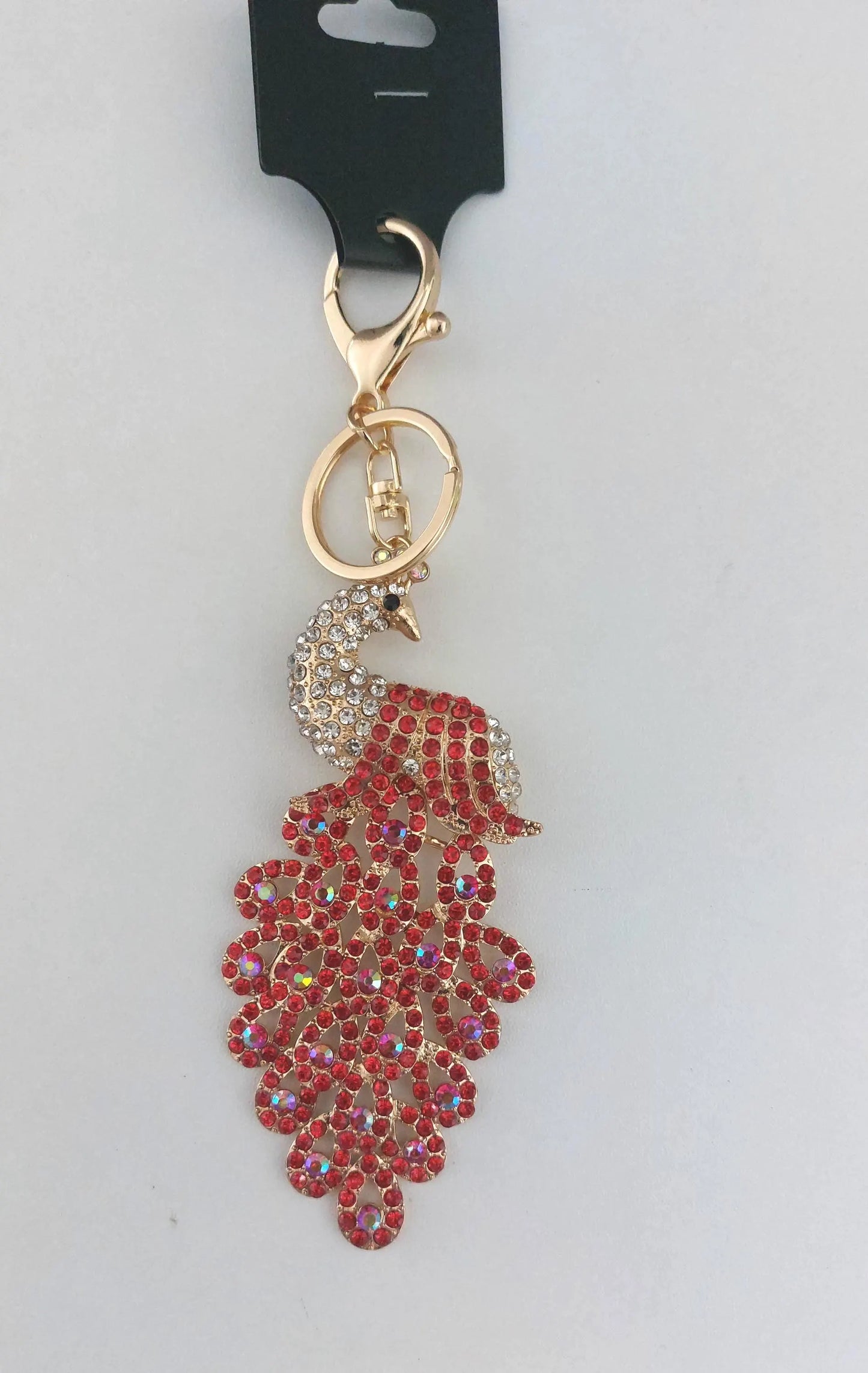 Crystal Peacock Keyring – Sparkly Diamante Bag Charm, Bling Keychain Accessory, Gift for Her
