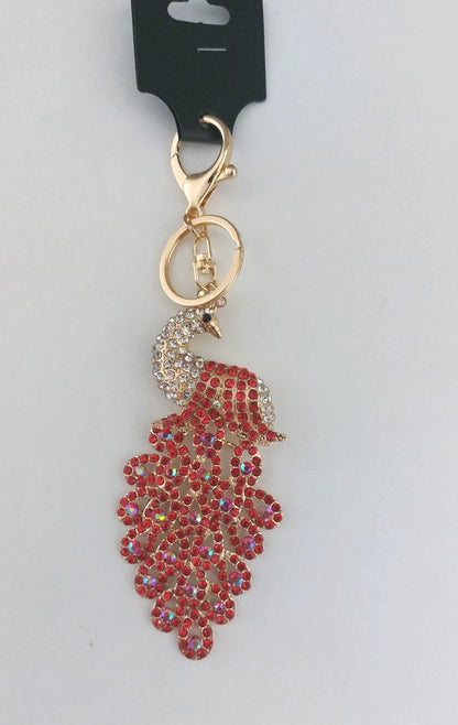 Crystal Peacock Keyring – Sparkly Diamante Bag Charm, Bling Keychain Accessory, Gift for Her