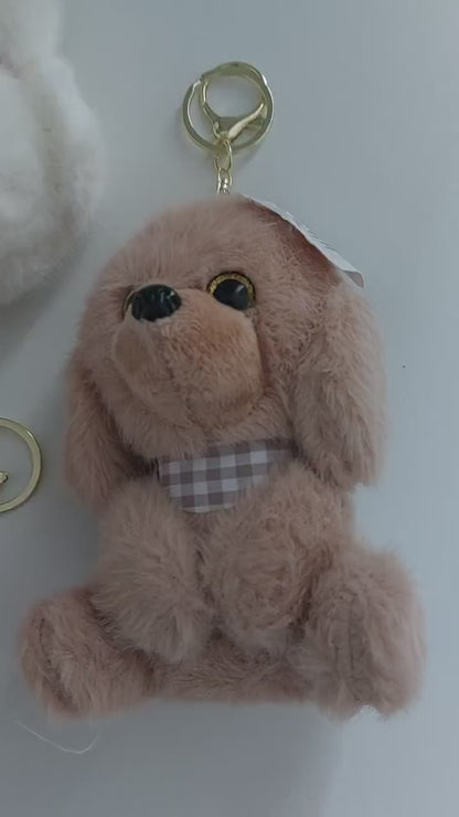 Puppy Plush Keyring – Soft Cute Bag Charm, Fluffy Keychain Accessory, Gift for Kids & Teens