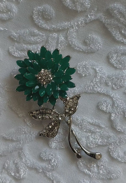 Rhodium Plated Sunflower Brooch / Lapel Pin with Crystals & Artificial Pearls – Multicolour Floral Pin for Women