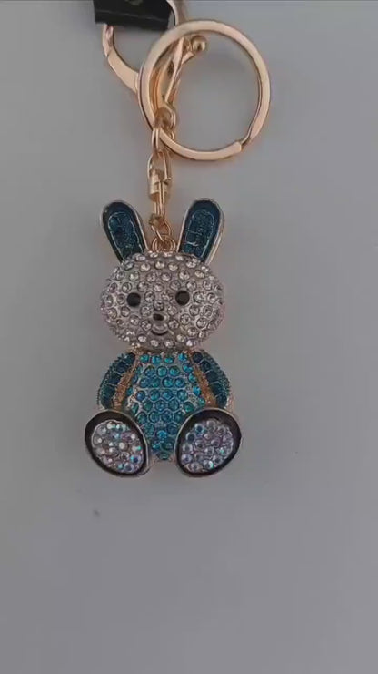 Bunny Rabbit Crystal Key Ring – Sparkly Diamante Bag Charm Gift for Her