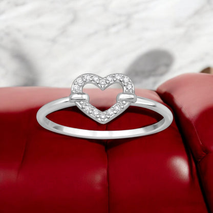 925 Sterling Silver Open Heart CZ Ring