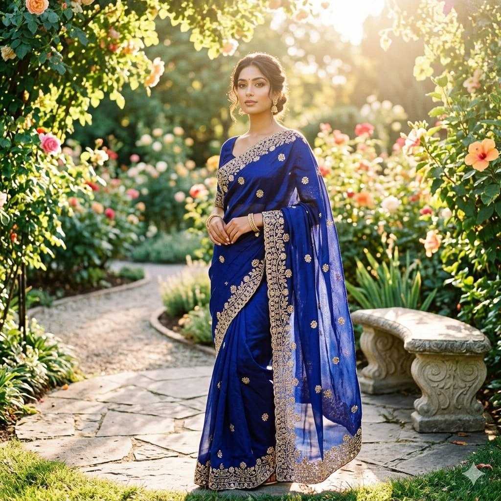 Designer Pure Space Silk Party Wear Saree with Sequence & Cutdana Hand Embroidery
