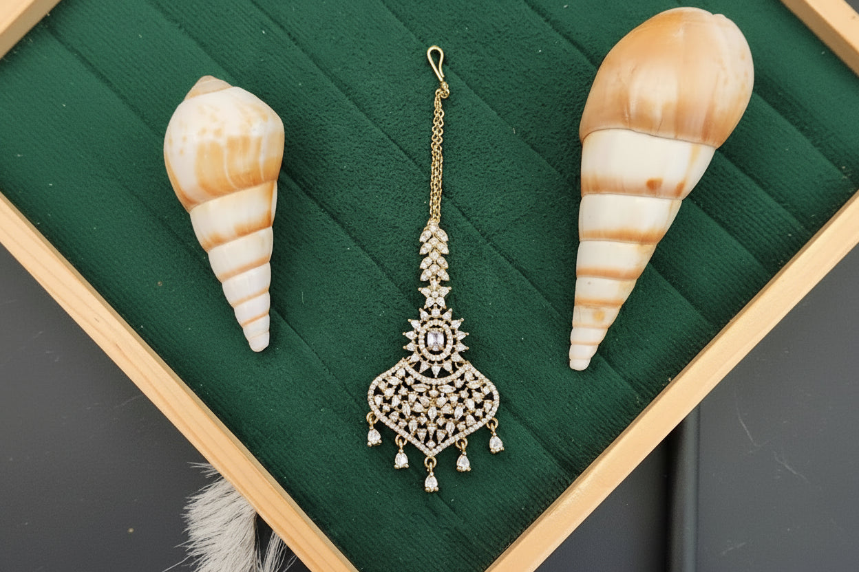 Traditional AD Stone Maang Tikka Elegant Wedding Jewellery