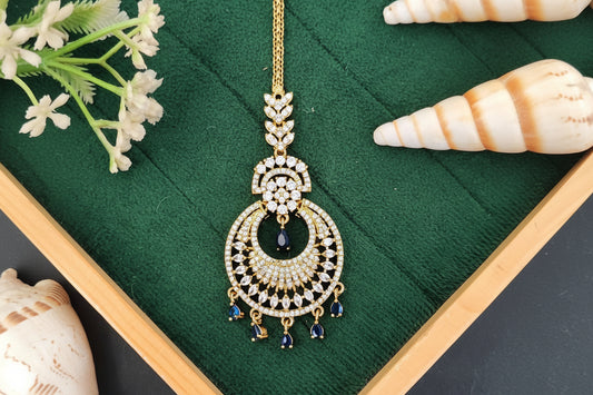 Elegant AD Stone Traditional Maang Tikka for Women