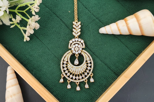 Elegant AD Stone Traditional Maang Tikka for Women