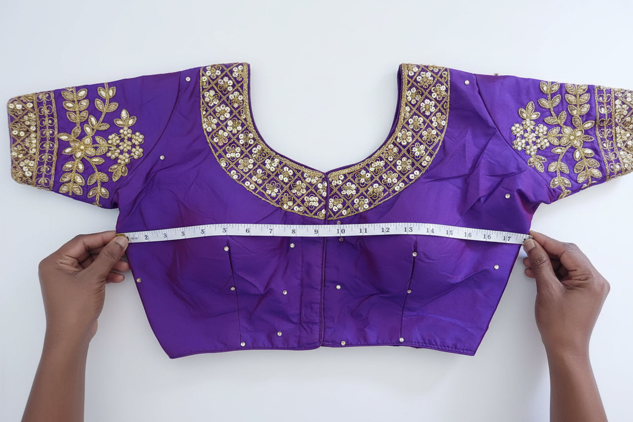 Readymade Silk Saree Blouse, Heavy Sequins Jari Work Crop Top Size - 36 to 38